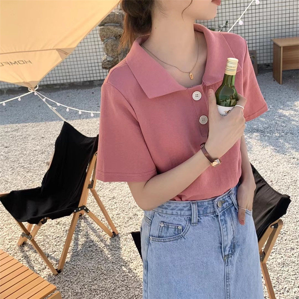 Summer retro solid color knitted silk sweater