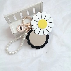 Creative Acrylic Rotating Makeup Mirror Keychain Cute Girl Heart Bag Pendant Women's Portable Makeup Mirror