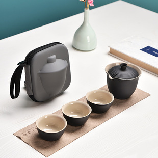 Travel tea set outdoor kung fu tea set a pot of three cups portable fast cup small set tea gift plus logo