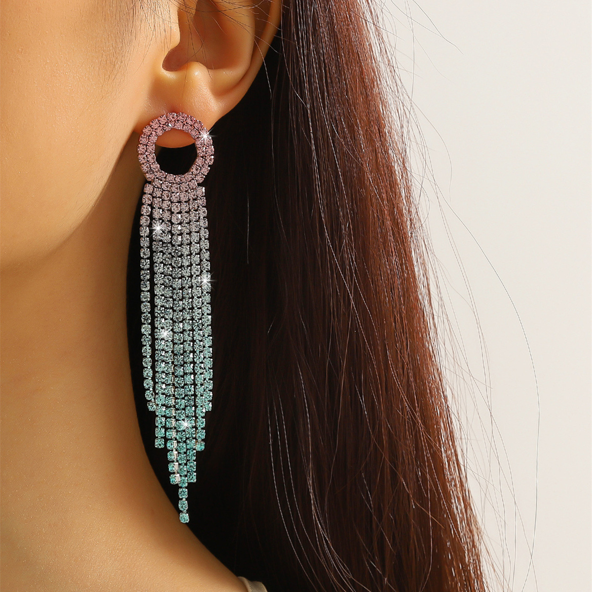 Glam Tassel Alloy Inlay Rhinestones Women's Drop Earrings display picture 5