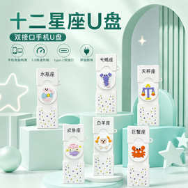 十二星座创意u盘高速传输3.0大容量typec双接口制定手机电脑两用