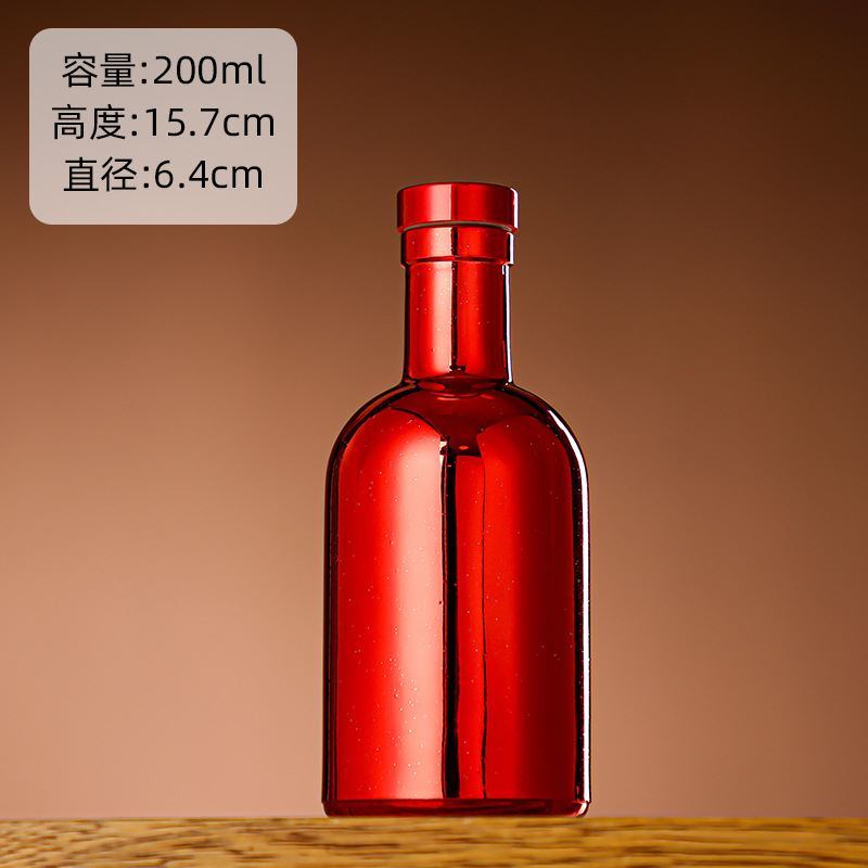 Galvanoplastia botella de vino de vidrio vodka botella de hielo botella de bebida de gama alta botella de vino extranjero botella de vino tinto chapado en oro botella vacía al por mayor