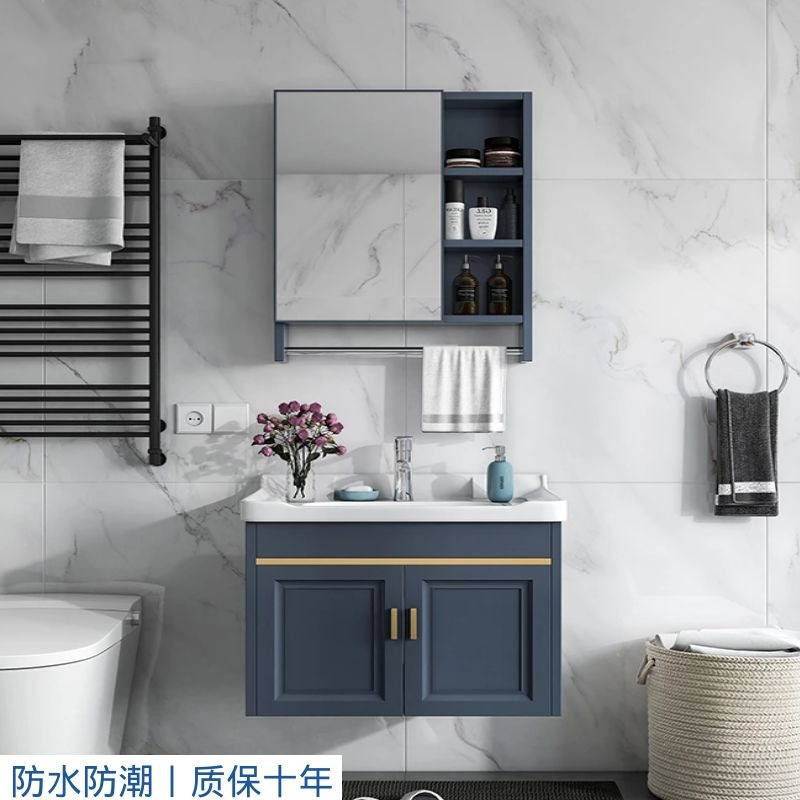 Shiyi gabinete de baño combinación de baño moderno simple pequeño apartamento lavabo espacio de aluminio mesa de lavado lavabo