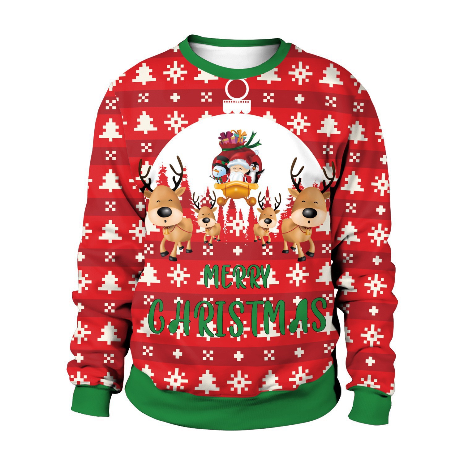 Herrenbekleidung Weihnachten neuer Digitaldruck Weihnachten Rundhals-Sweatshirt Tops Paarkleidung_voghion.com