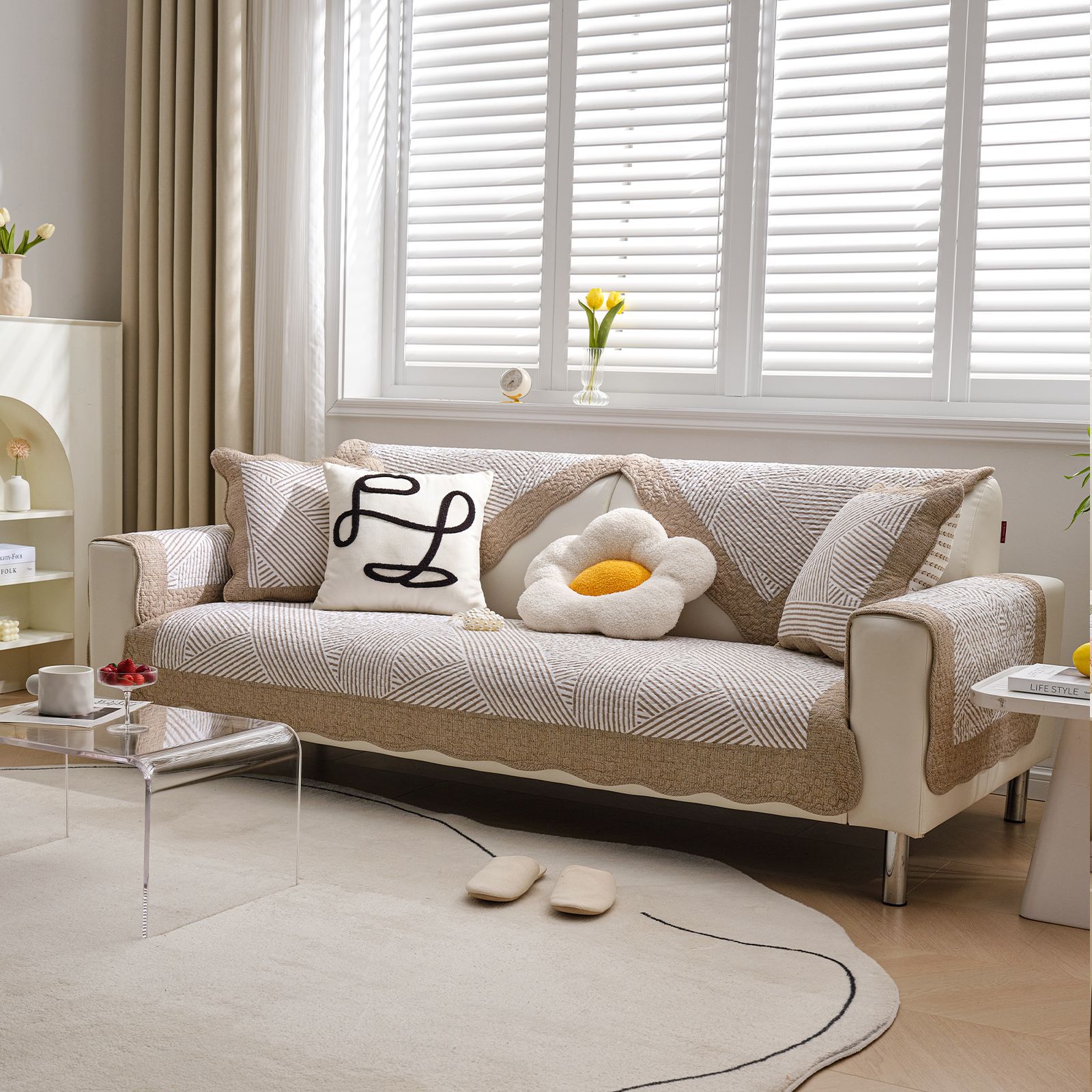 Funda de sofá universal de algodón puro antideslizante_voghion.com