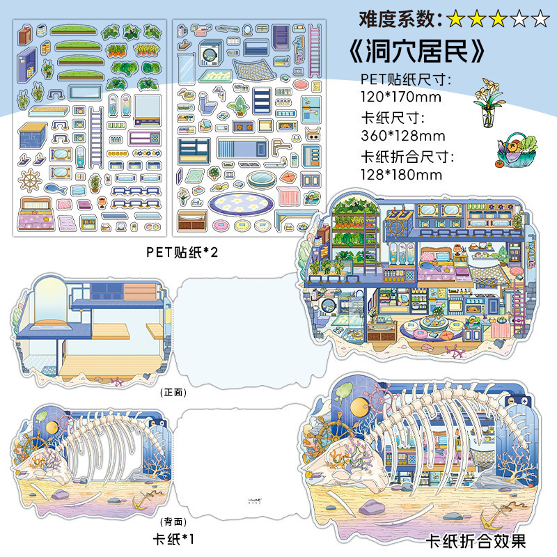 纸泡红莲系列造景贴纸PET2.5D造景贴纸卡通户外微缩大尺寸辅助贴|undefined
