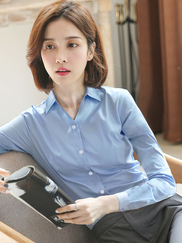 Shufan 竹繊維白シャツ女性のハイエンド長袖 2025 作業服女性のプロフェッショナルシャツ女性|undefined