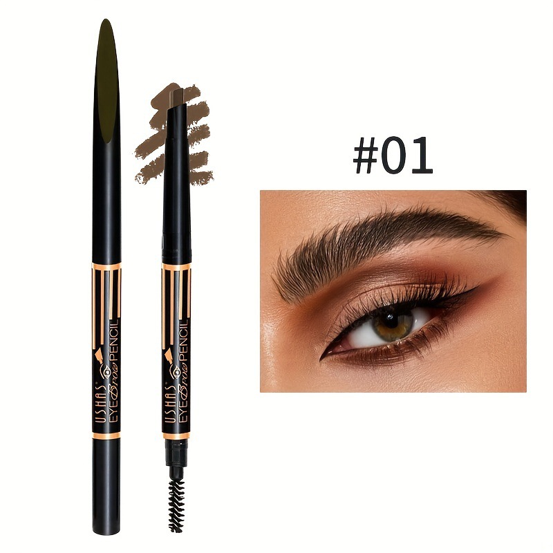 USHAS 6-färgs multifunktionell kladdfri vattentät anti-svett ögonskuggspenna ögonbrynsborste_voghion.com