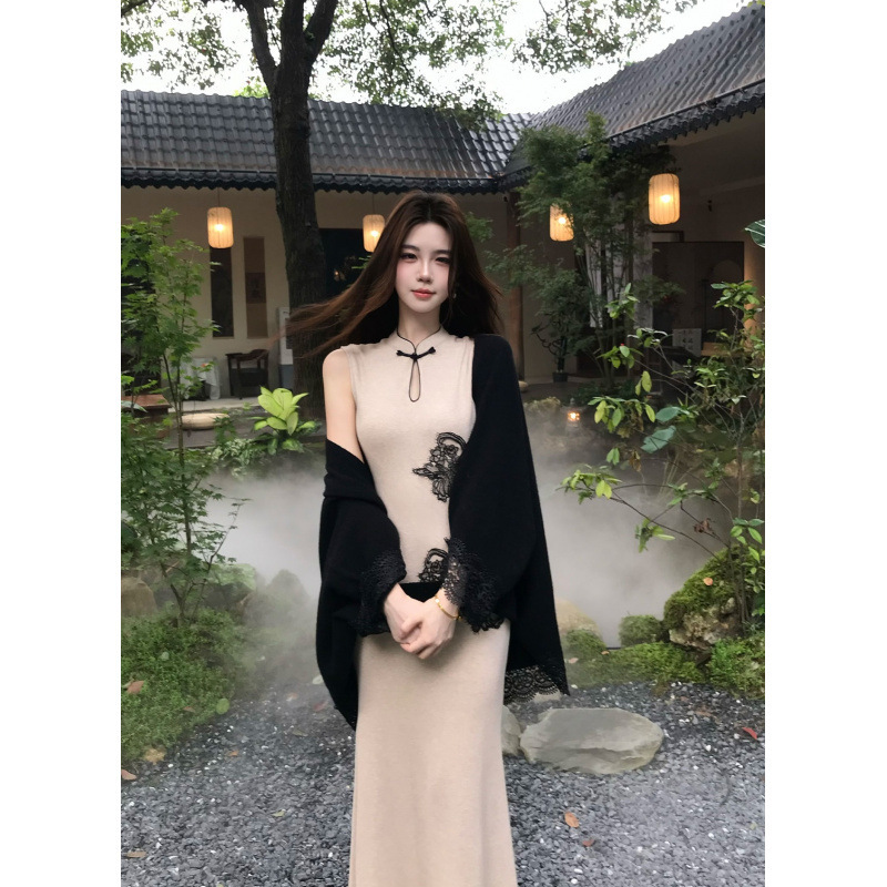 新中式气质国风无袖旗袍连衣裙2025秋季新款时尚女装高级禅意套装|undefined