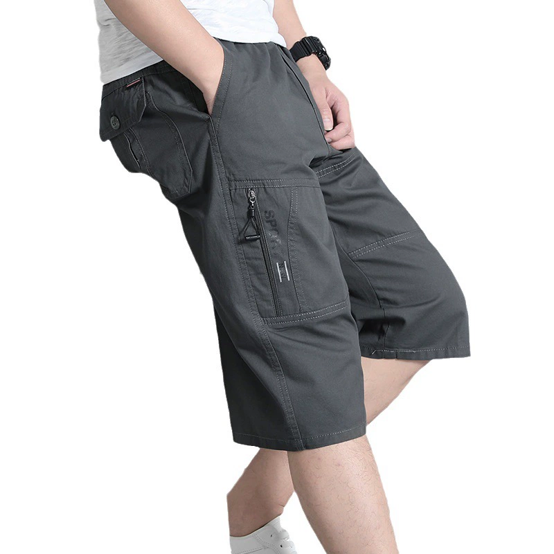 Men's cotton trousers, summer thin beach shorts for leisure, for middle-aged man, oversize