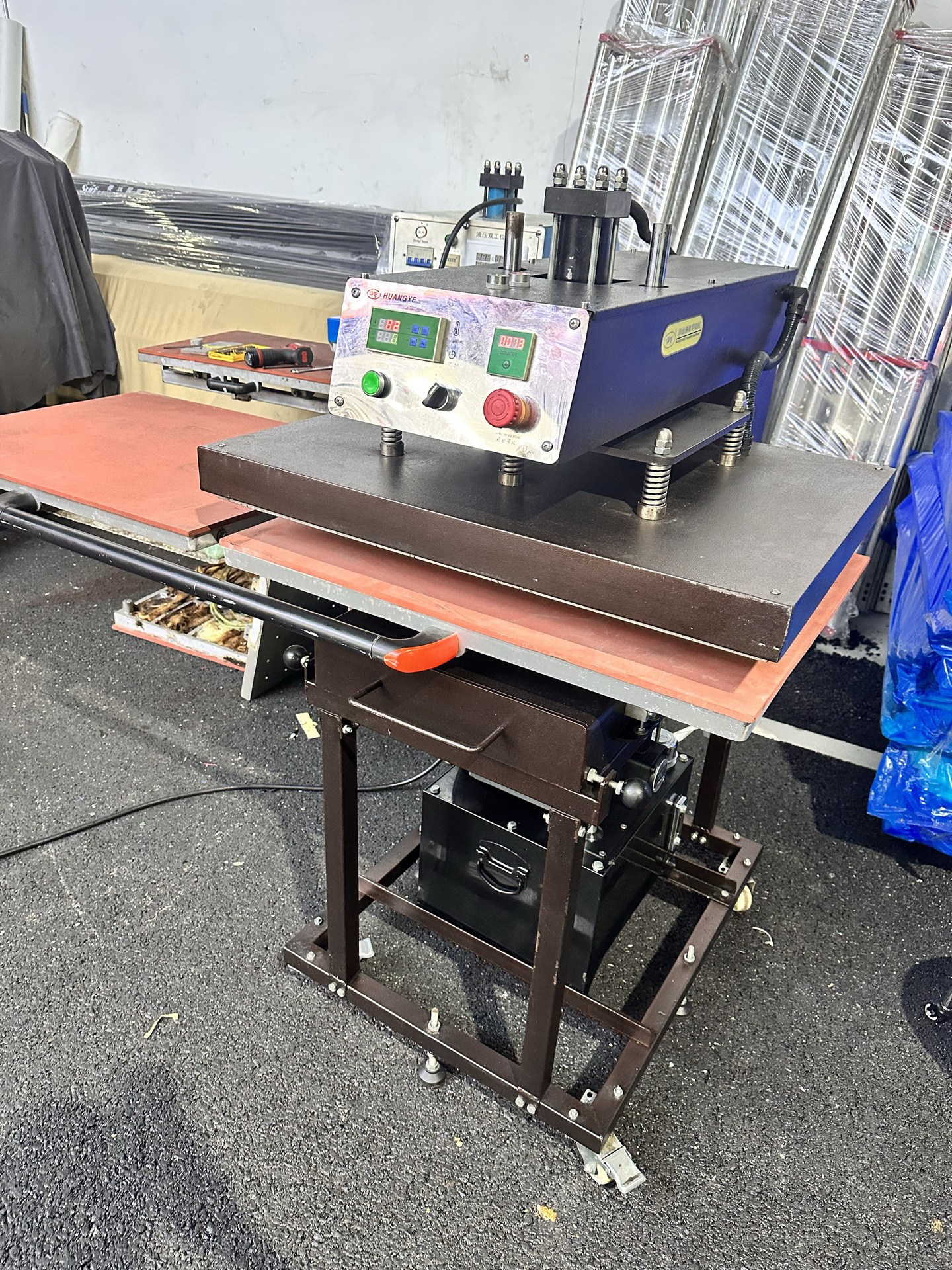 黄业60*80液压双工位烫画机，烫钻机，9成新