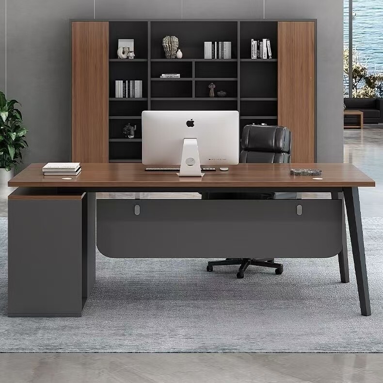 Simple Modern Executive Desk with Side Cabinet, Office Manager Desk, Single-Person Office Computer Desk Simple Modern Executive Desk with Side Cabinet, Office Manager Desk, Single-Person Office Computer Desk