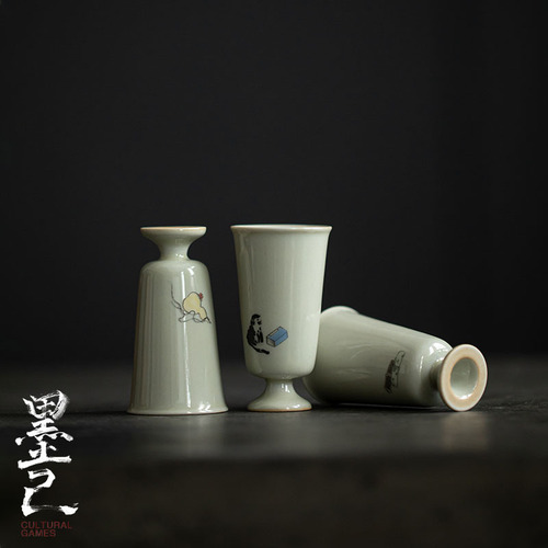 Moji Miqing antique high-leg tea cup Kung Fu tea set imitation Song Dynasty ceramic tea cup Literati tea cup