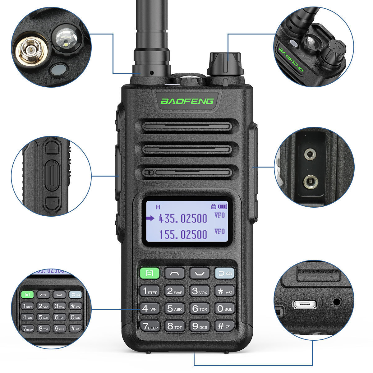 Baofeng BAOFNEG UV-13 PROUV de doble segmento pantalla China walkie-talkie Tipo-C carga directa máquina al aire libre