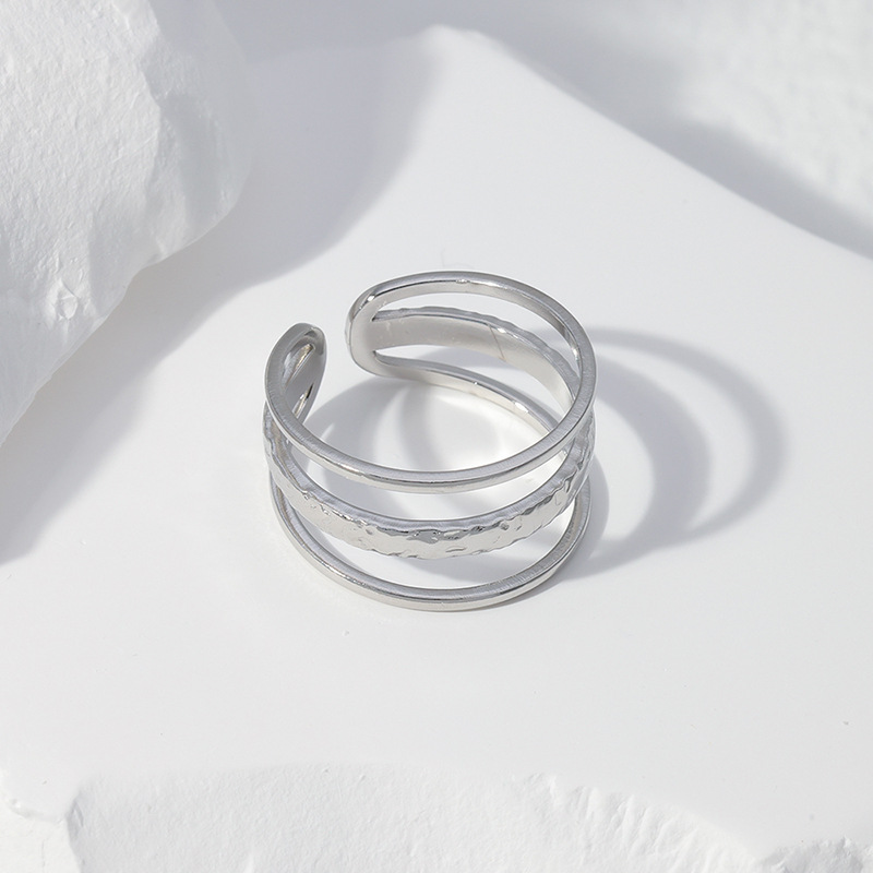 Retro Solid Color Stainless Steel Layered Rings