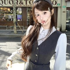 Q女家 凯斯特学院/miu系千金背心裙衬衫套装秋季穿搭学院风两件套