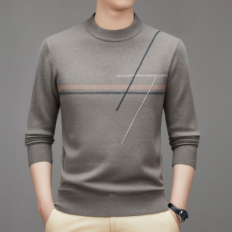 남자 스웨터 12 핀 두꺼운 400G 100 양 양모 크루 넥 긴 소매 풀오버 니트베이스 셔츠 아빠 팩