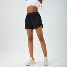 外贸单运动短裤女士马拉松长跑透气速干内衬防走光健身训练三分裤