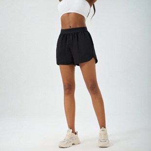 Foreign Trade Single Sports Shorts Women's Marathon Running Breathable Quick-drying Lining Anti-running Fitness Training Three-part Pants