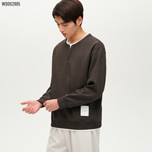 WOOG2005加绒加厚圆领长袖男士卫衣2025冬季新款保暖内搭无帽上衣