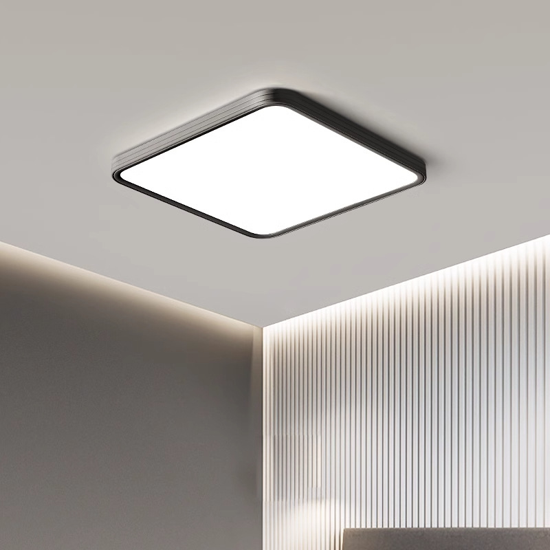 Luz de techo, lámpara de sala de estar, lámpara principal de espectro completo, protección de ojos, lámpara de dormitorio moderna simple sin hendiduras, lámpara negra Zhongshan