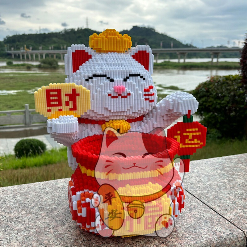 2025 新しい招き猫富の神互換性レゴビルディングブロック子供のおもちゃ diy 手作り装飾品誕生日ギフト|undefined