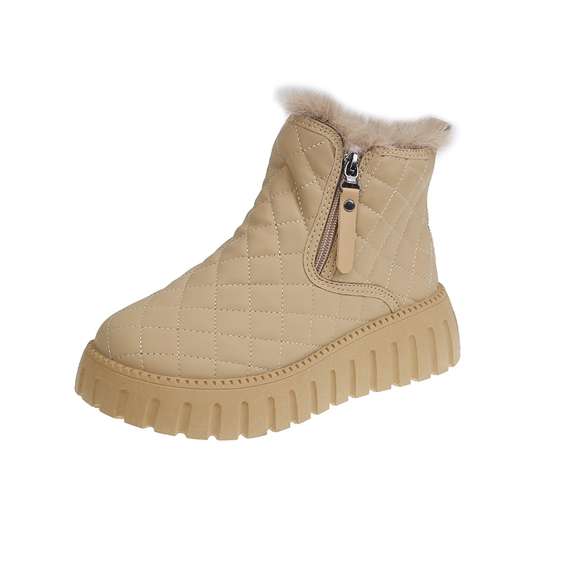 Botas de Nieve con Plataforma y Forro Polar para Mujer de Piel Sintética y Caucho Térmicas para Uso Diario