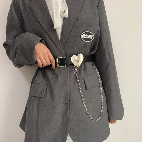Belt for Women, Heart Chain with Jeans Suit Fashion Waist Decor Retro Trend Belt for Men and Women, Pants Belt