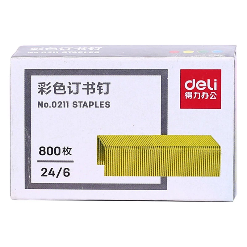 Deli 0211 цвет скрепки 24/6 унифицированные скобы 12 скоб 800/коробка