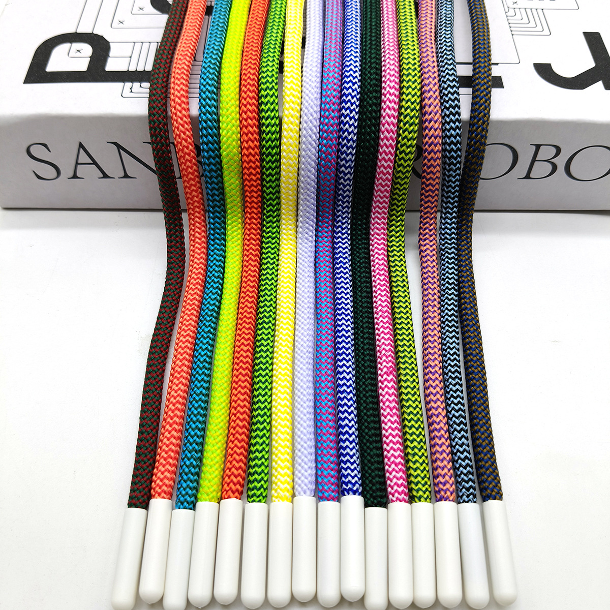 96 color 6mm poliéster color sólido cuerdas de pantalones deportivos cuerdas de poliéster algodón bicolor oval tejido cuerdas accesorios de ropa