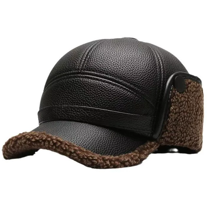 Новая шапка мужская зимняя хлопчатобумажная шляпа черная кепка для защиты ушей