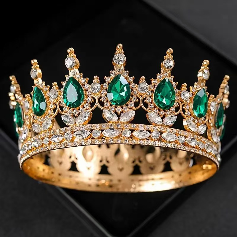Europa y Estados Unidos transfronterizos gran corona de boda tocado de cabeza redondo colorido decoración de pastel de cumpleaños decoración reina atmósfera