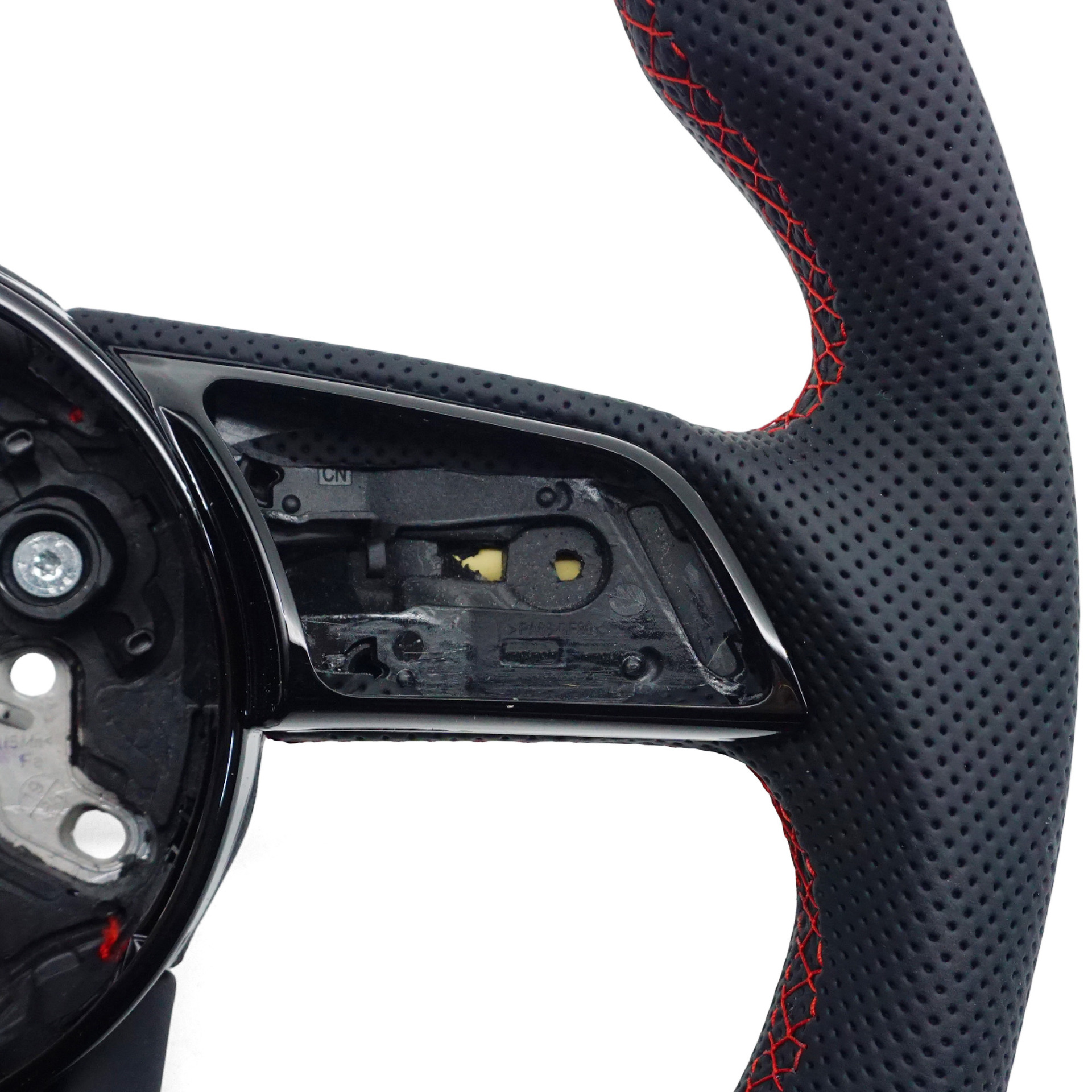 Suitable for Audi A4B9 Without Logo, Semi-Perforated Red Line, Red Center Emblem, Steering Wheel Without Paddle Shifters, with Styling Base