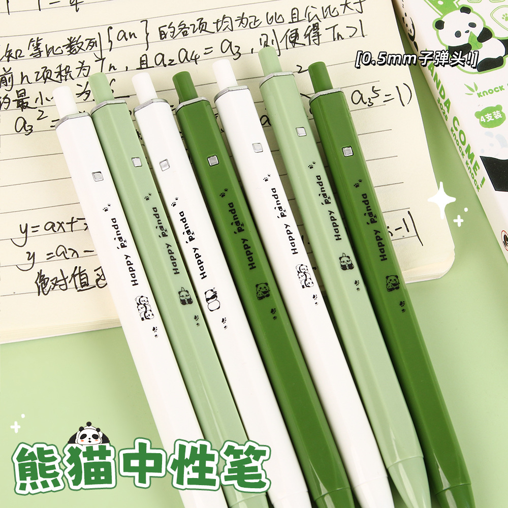 Bolígrafo de presión 0.5mm con diseño de panda, punta ST, secado rápido, para exámenes