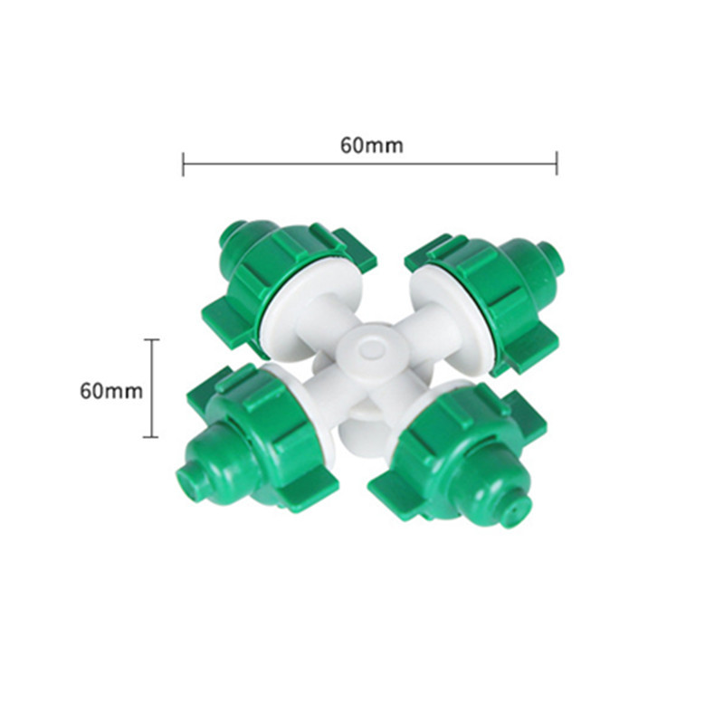 Cuatro salidas de Kunet cruzada atomización micro pulverizador de ahorro de agua riego pulverizador de atomización de riego en lecho de plántulas de raíces