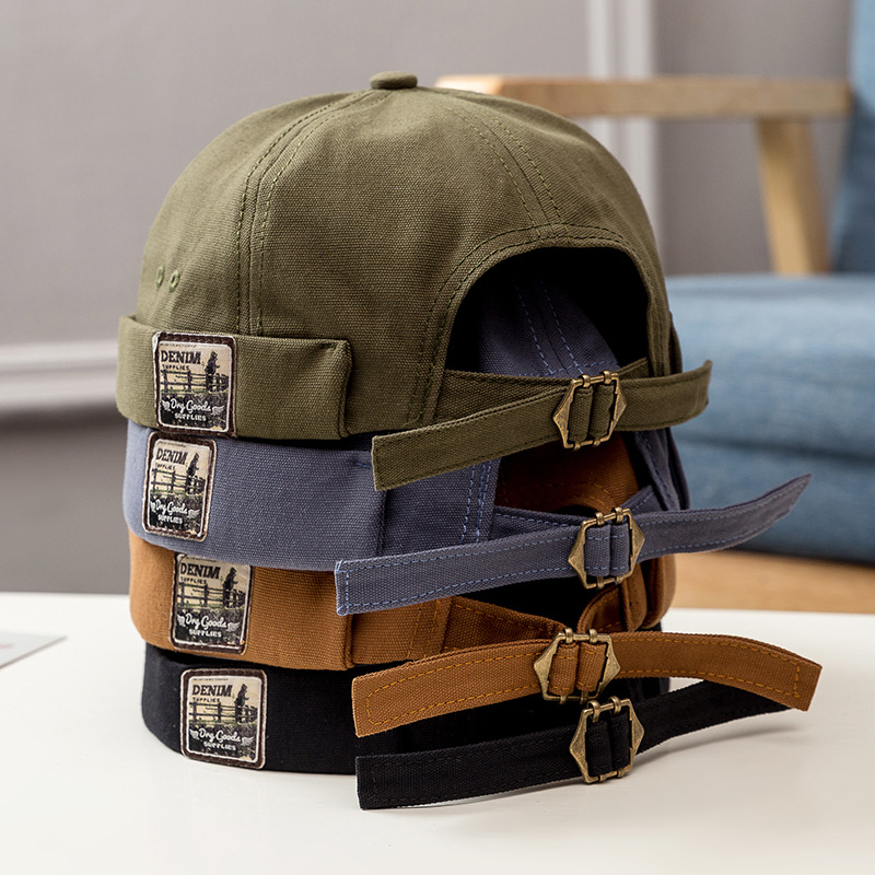 Estilo japonés británico vintage melón sombrero de cuero de los hombres cuatro estaciones hip hop estilo coreano boina calle inconformista sin ala propietario sombrero mujeres