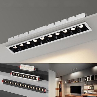 Cross-Border American Standard led embedded grille lamp household living room ceiling lamp anti-glare linear lamp spotlight COB spotlight