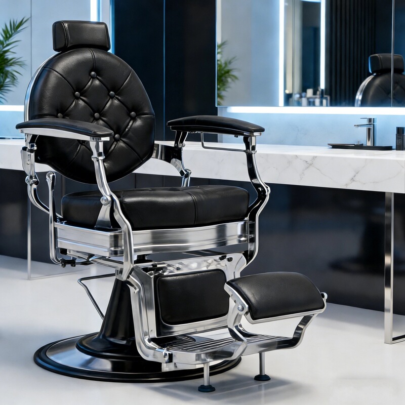 Oil-Head Chair for Hair Salons, Can Be Tilted Down, Large Chair for Men, Suitable for Haircuts, Perms, and Dyes, Vintage Hairdressing Chair, Adjustable Height, Swivel Recliner