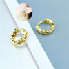 Cute small golden earrings, shiny zirconium, European style, internet celebrity