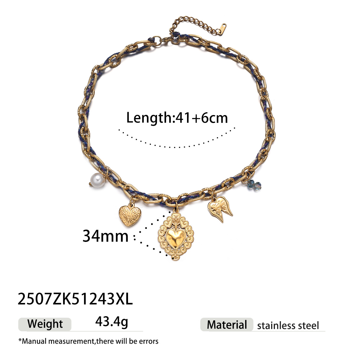Collar de acero inoxidable de la UE y los Estados Unidos de la mujer no se desvanece amor collar de tejido de cuerda gruesa joyas de lujo ligero collar clavícula