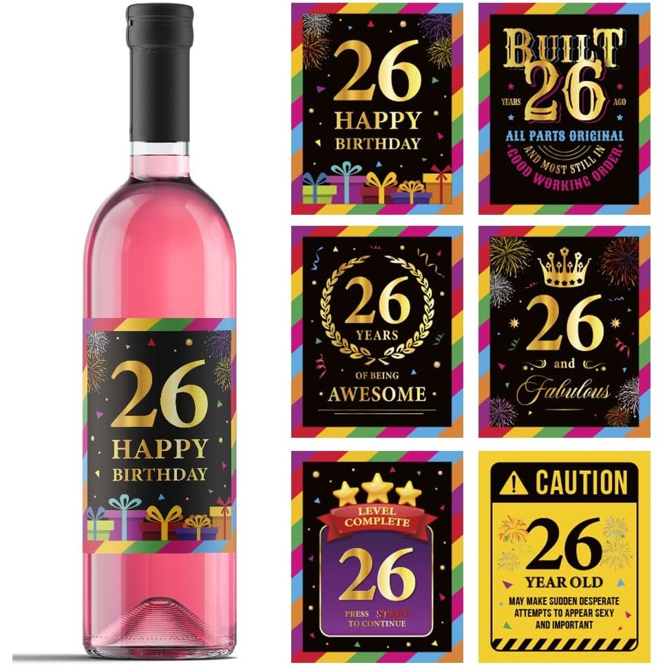 东莞工厂自定义生日红酒瓶贴创意派对装饰不干胶贴纸水果奶茶