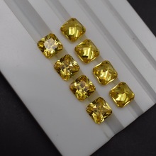 正方形金黄色锆石裸石 合成尖底正方倒角车花宝石 色卡皓石