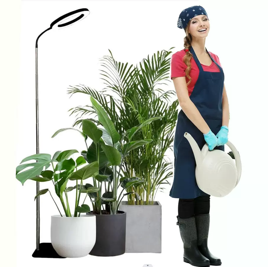 新款6寸室内天使环底座两用落地款植物生长灯大型补光灯USB款全光