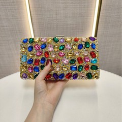 新しいクロスボーダーヨーロッパとアメリカのフルダイヤモンドラインストーンスクエア宴会年次パーティードレスバッグチャイナドレスウェディングクラッチバッグショルダーレディースバッグ