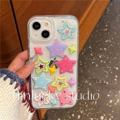 Dopamine Colorful Stars Compatible Apple 14 Phone Case iPhone 15 Pro Max 3D 13 Drop Silicone 12 Women 11