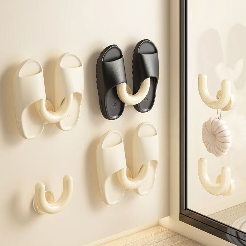 Slipper rack, no-drill, suction cup, U-shaped wall-mounted, bathroom, toilet, draining, space-saving storage rack, in stock Slipper rack, no-drill, suction cup, U-shaped wall-mounted, bathroom, toilet, draining, space-saving storage rack, in stock