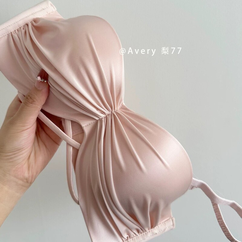 Pearlescent Satin French-Style Pure Desire Lingerie for Women with Small Busts, Push-Up to Enhance Size, Wireless Anti-Sagging Half-Cup Bra Pearlescent Satin French-Style Pure Desire Lingerie for Women with Small Busts, Push-Up to Enhance Size, Wireless Anti-Sagging Half-Cup Bra