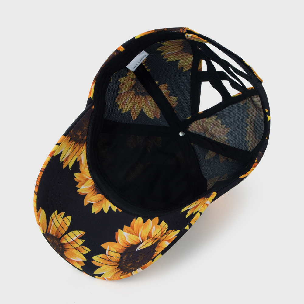 Fashion Sunflower Printing Ponytail Baseball Cap Colorful Printed Cap Wholesale display picture 3