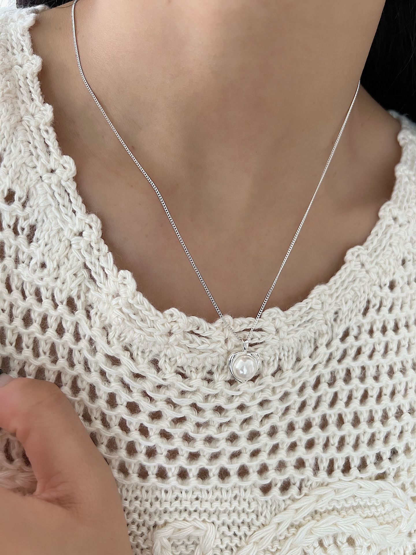 925 Sterling Silver Pendant Material 925 Sterling Silver Shell Plating Round Heart Shape Pendant Necklace