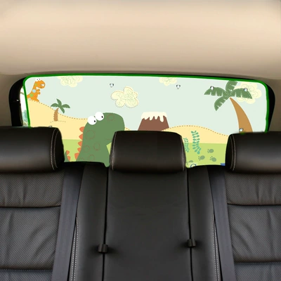 Insulation Baffle, Car curtains - rear-window-green-dinosaur
